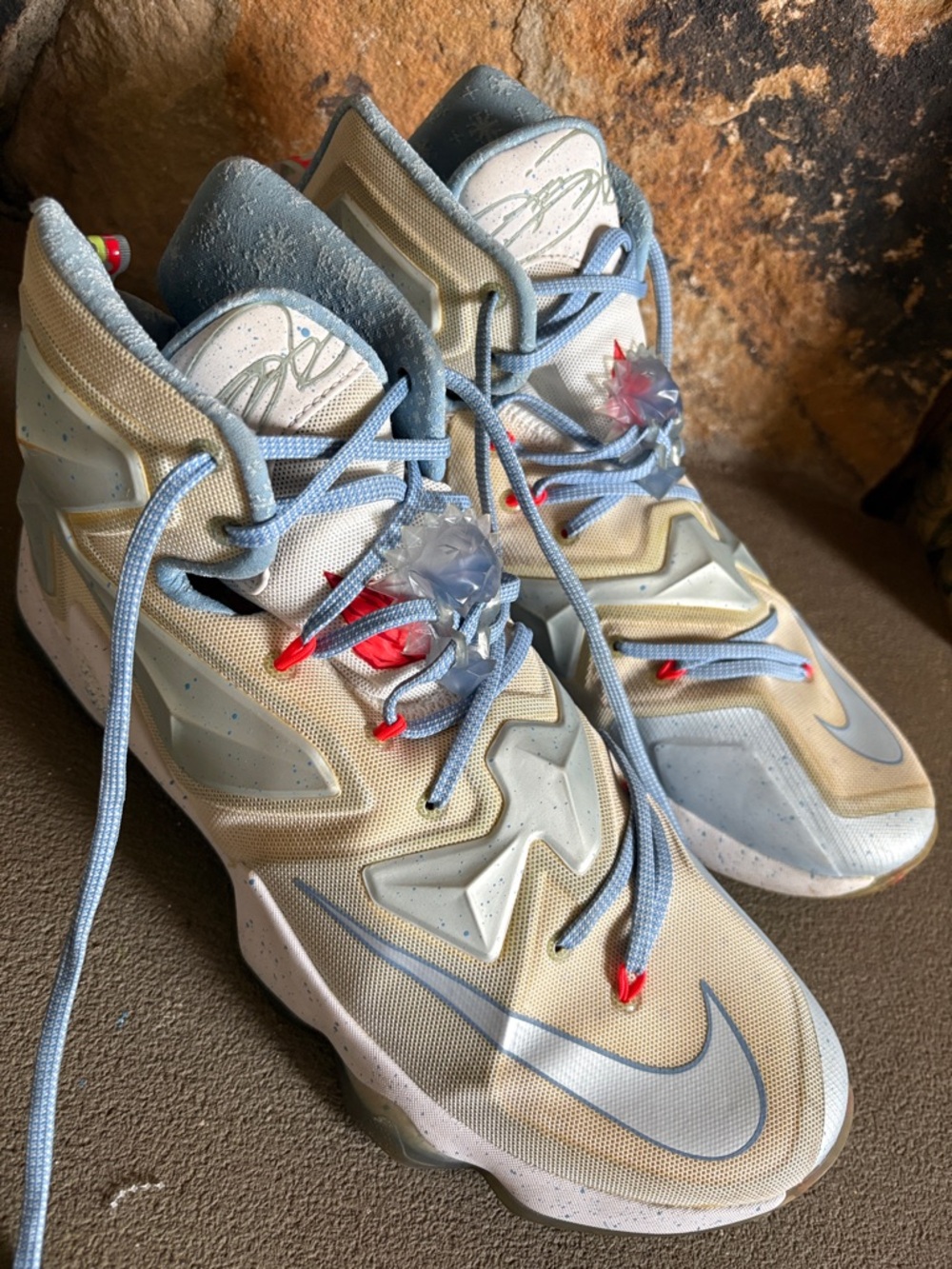 Nike Basketball Shoes - Light Blue, Cream & Silver Accents